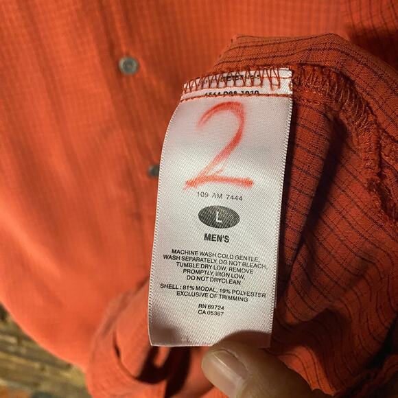 Columbia Sportswear Orange Plaid Short Sleeve Button Down Shirt Men's Size Large - Picture 5 of 6